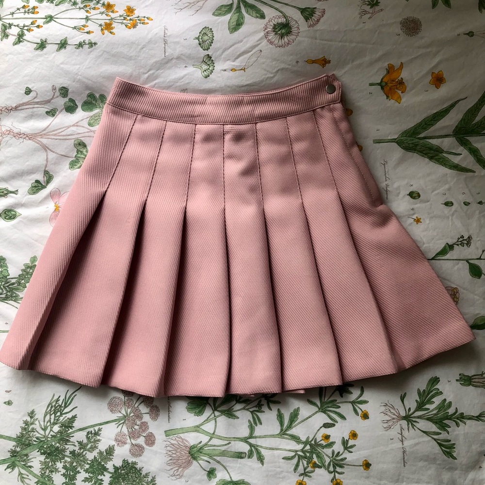 H&M Pink High Waist Pleated Skirt
